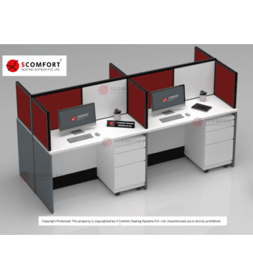 Scomfort WRT-4 Office Sharing Workstation with 35 mm Board Partition Divider With Pedestal with Seating Capacity 4 to 20 people